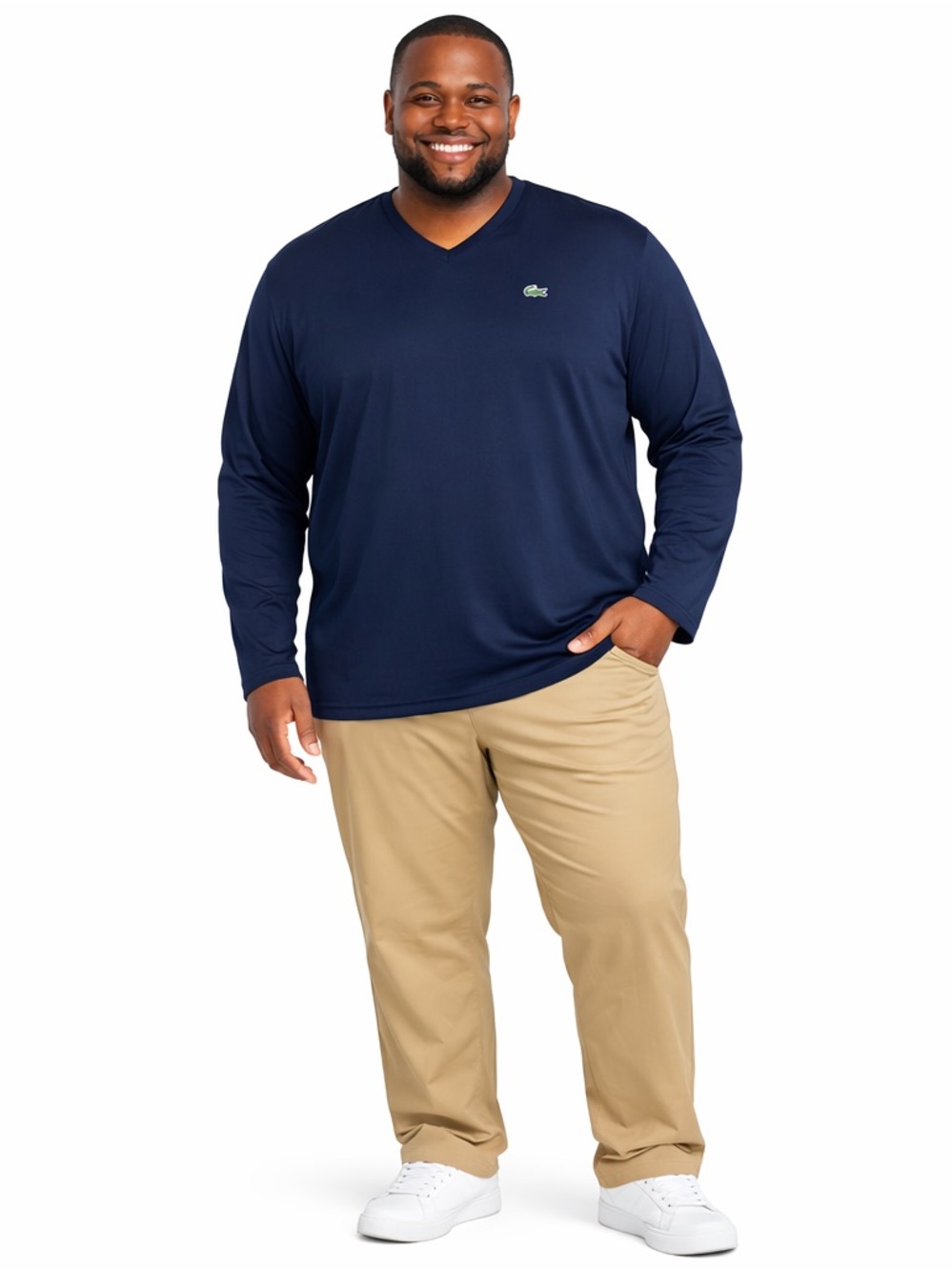 🐊 Men’s Lacoste Lightweight Pima Cotton V-Neck T-Shirt – Size 4XL